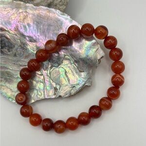 Carnelian Crystal Beaded Stretch Bracelet